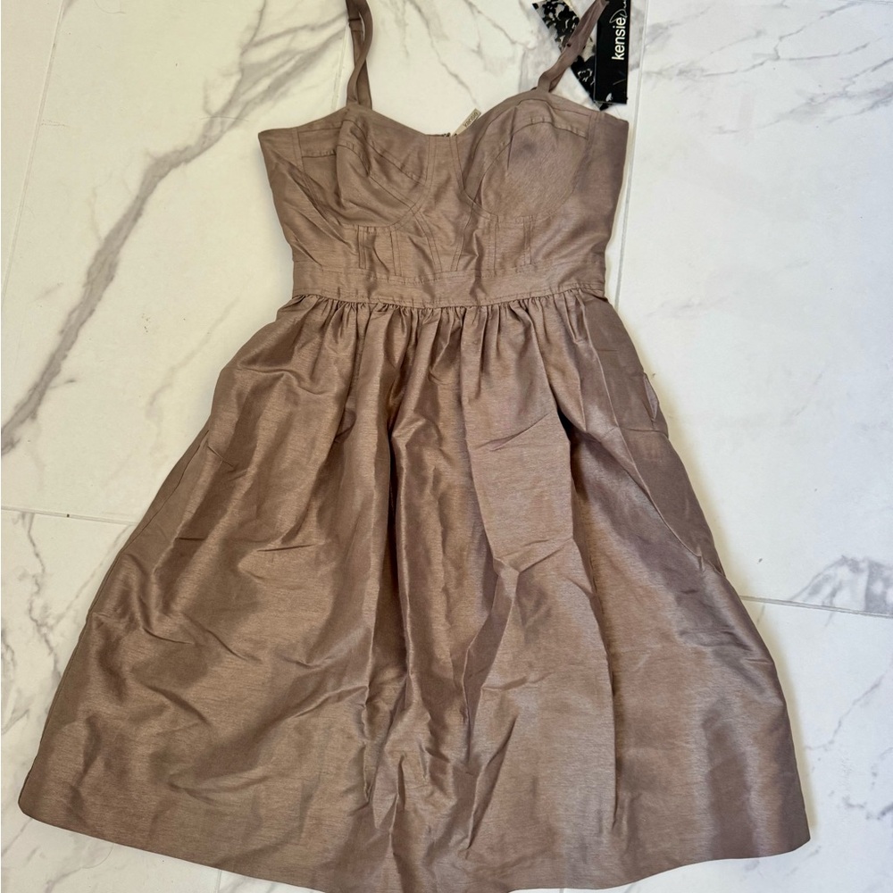 Kensie Brown Sleeveless A-Line Bodice Dress